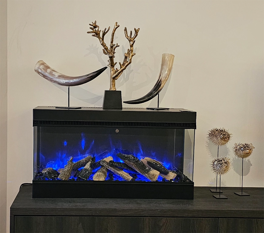 f-Eviq Crystal 870 cm Blue Dark Elektrische Sfeerhaard