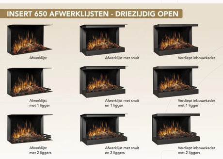 f-Fair Fires Tru Vizion solution insert 650 Afwerklijsten optiekaders 3-zijdig open Elektrische Sfeerhaard